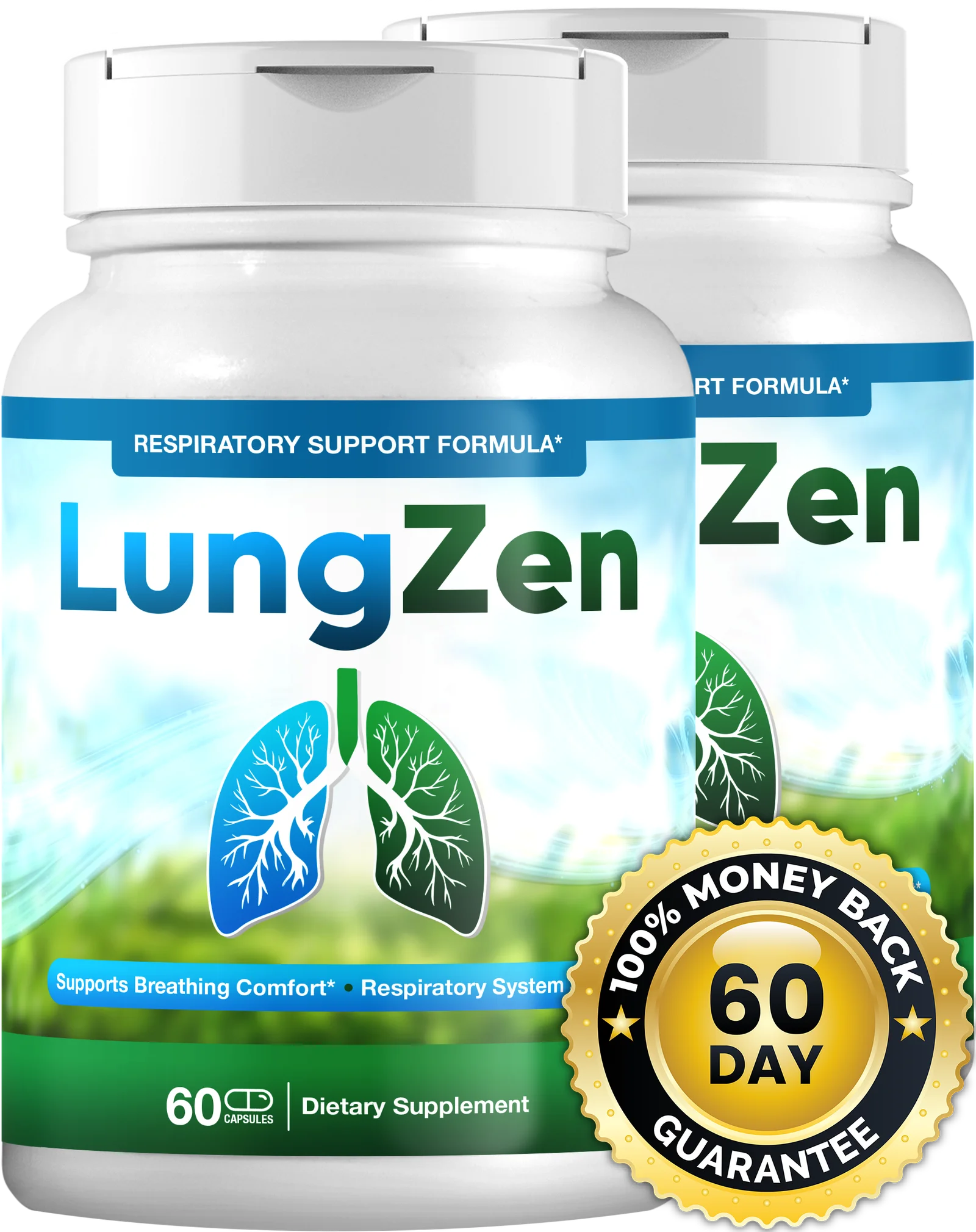 LungZen 2-bottle pack – natural lung support with turmeric and curcumin
